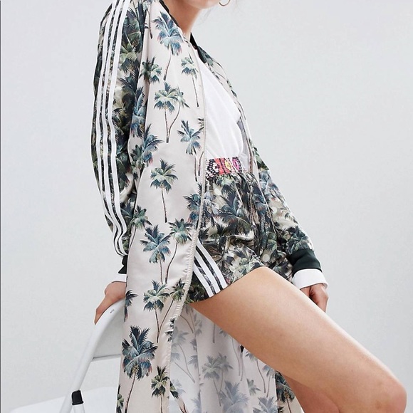 adidas originals x farm multi print maxi track jacket